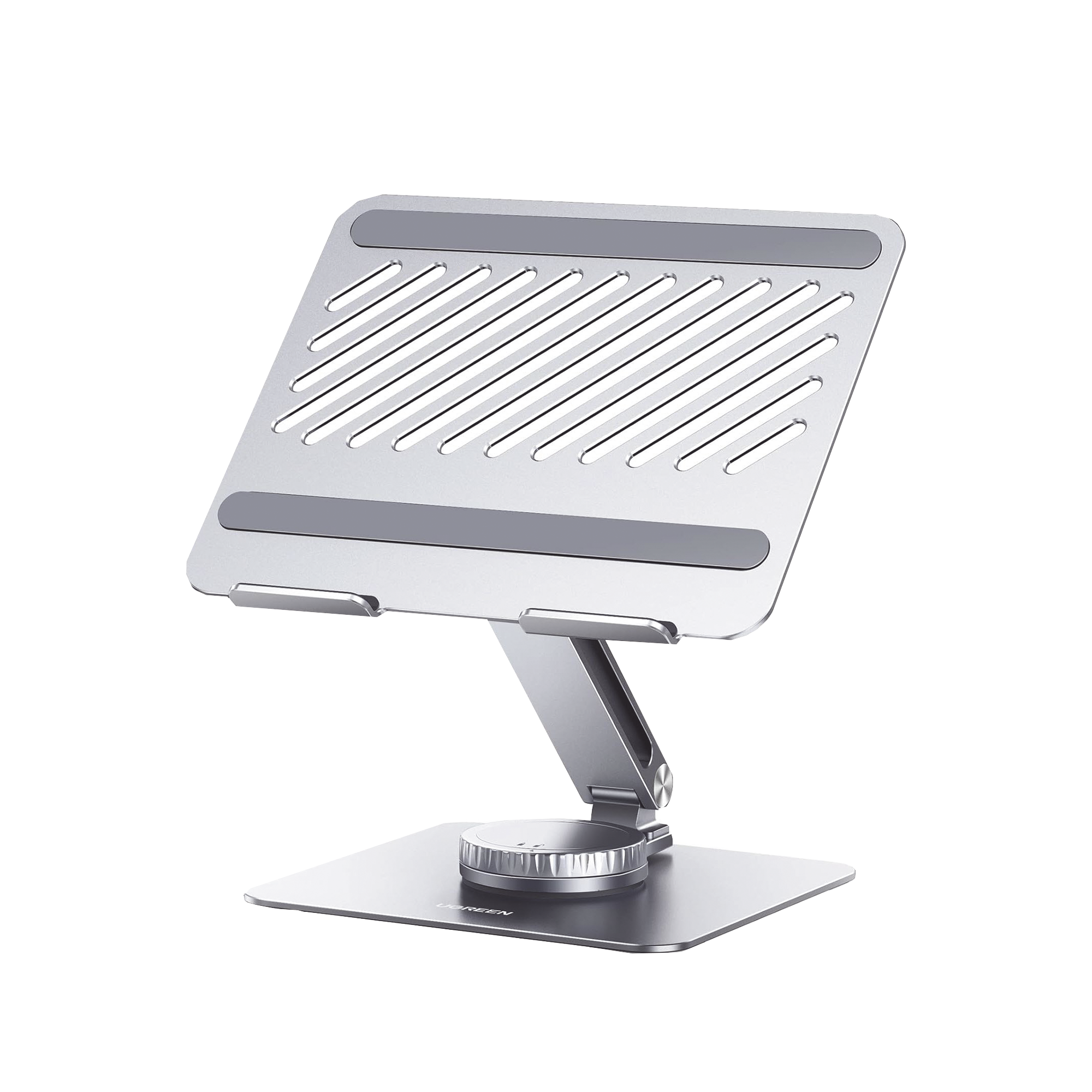 Soporte Giratorio de Aluminio para Laptop | Giratorio 360° | Función de Bloqueo | Soporta Laptops de 10 a 17.3| Capacidad de Carga 5Kg | Excelente Estabilidad | Diseño Ergonómico | Altura y Angulo Ajustable | Plegable y Port&