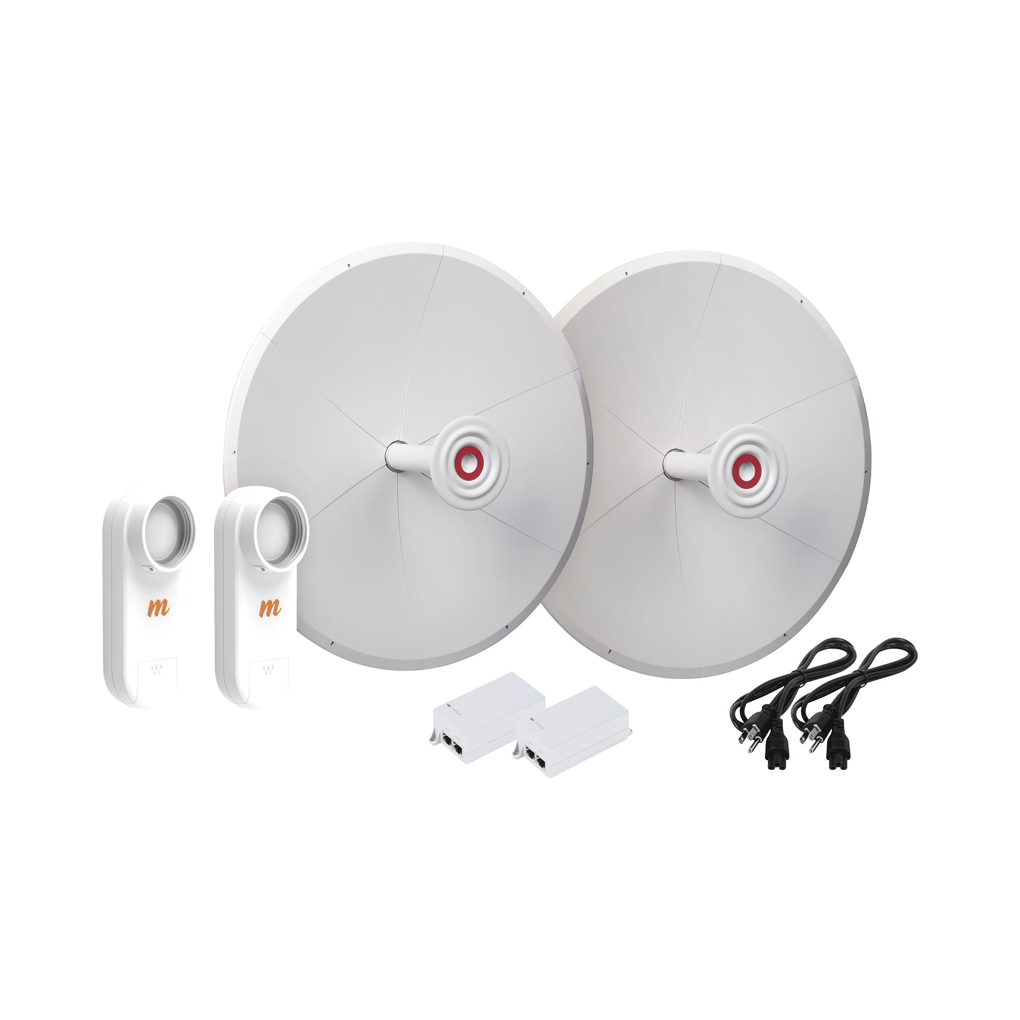 Kit de 2 radios C5X con antenas TXPD30C5X (30 dBi), rango de frecuencia extendida (4.9 a 6.4 GHz), incluye inyector POE y cable de alimentación