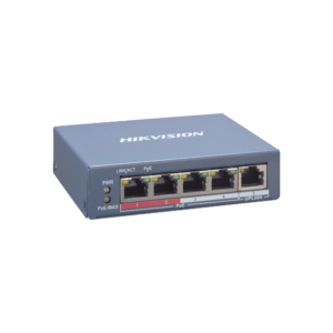 Switch PoE+ / Administrable / 4 Puertos 10/100 Mbps PoE+ / 1 Puerto 10/100 Mbps Uplink / Configuración Nube Hik-PartnerPro / Modo Extendido hasta 300 Metros /  45 W