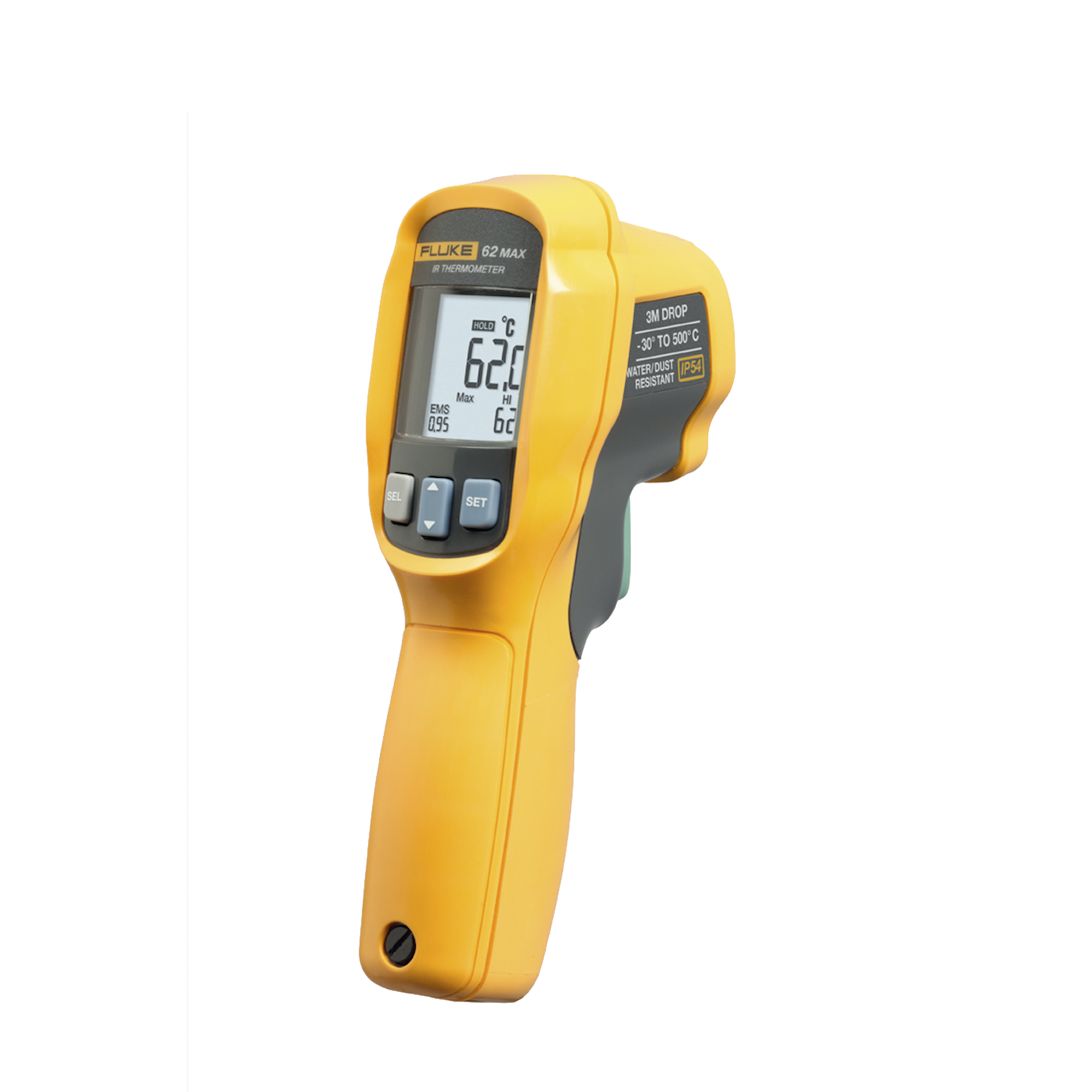 Termómetro IR Para Medición de Temperatura de -30ºC a 500ºC, Con Precisión +-1.0%, y Clasificación IP54 de Resistencia al Agua y Polvo