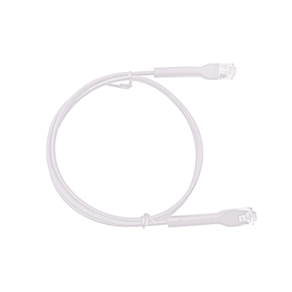 Mini Patch Cord Cat6 Ultra Slim 1 m Blanco ? Ahorra Espacio sin Organizadores, con Bota Flexible
