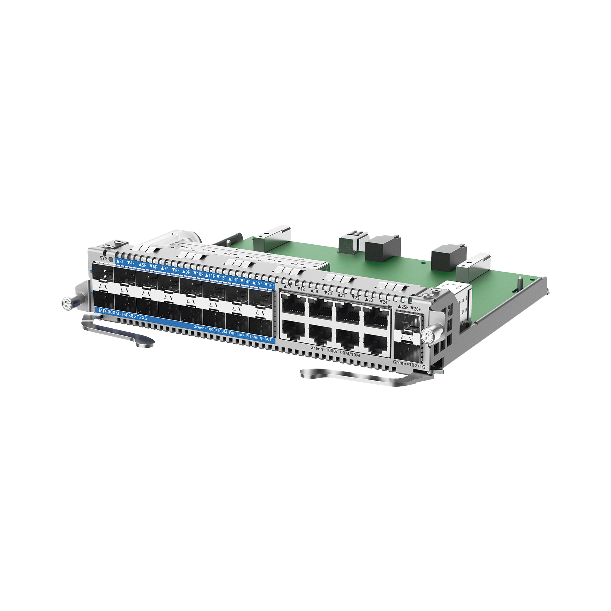 e-Lighten Tarjeta Modular para OLT modelo RG-NBF6002M, 16 puertos PON/SFP 1G, 8 puertos Ethernet de 1G y 2 puertos SFP+ 10G