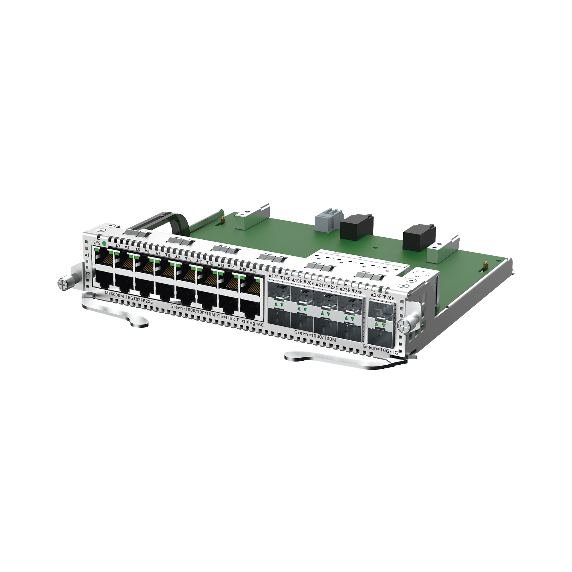 e-Lighten Tarjeta Modular para OLT modelo RG-NBF6002M, 16 puertos Ethernet de 1G, 8 puertos SFP de 1G y 2 puertos SFP+ de 10G