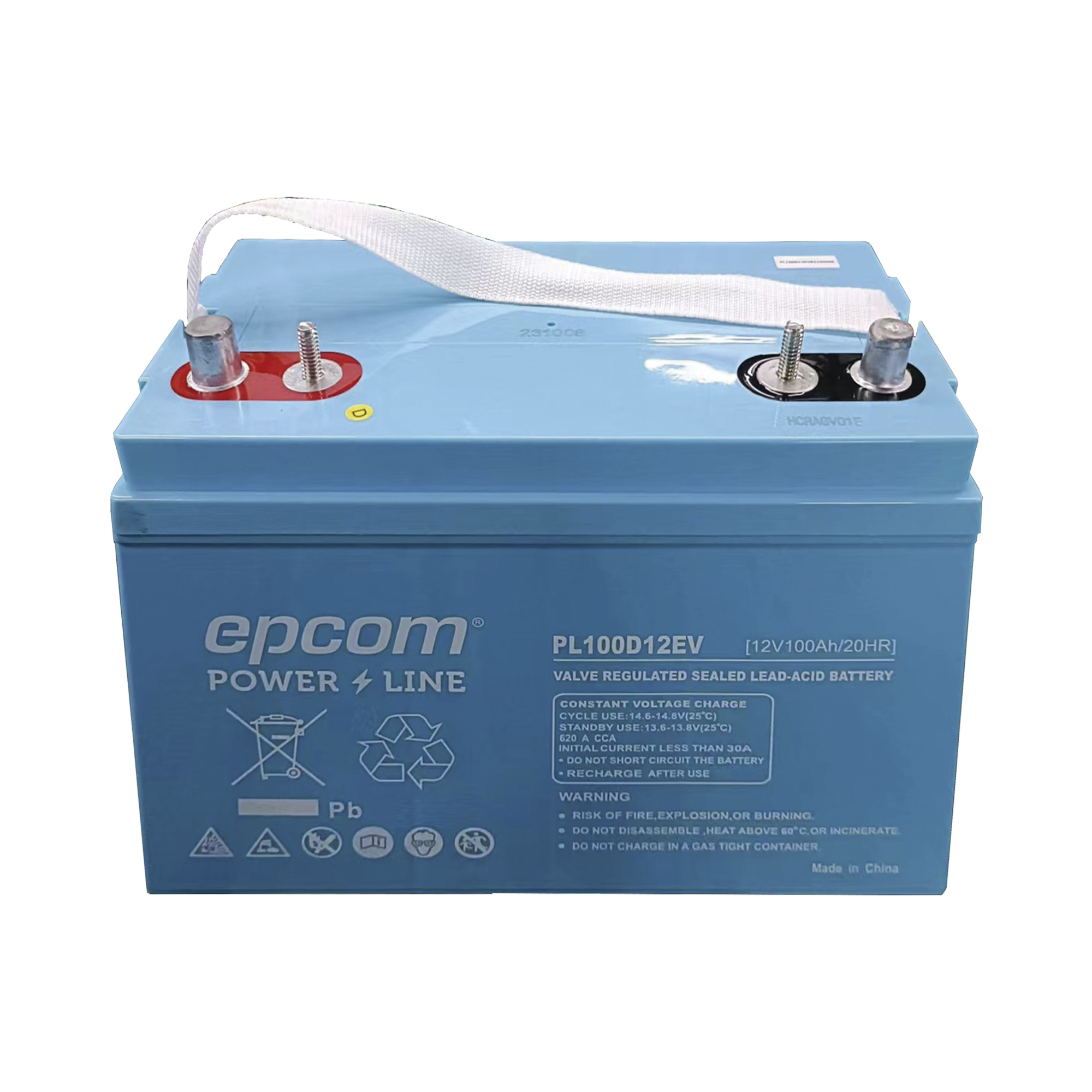 Batería Marina de Ciclo Profundo 12V@100Ah, AGM-VRLA Terminal F22, 620A CCA/ Lanchas/ Autos Eléctricos /Carritos Golf