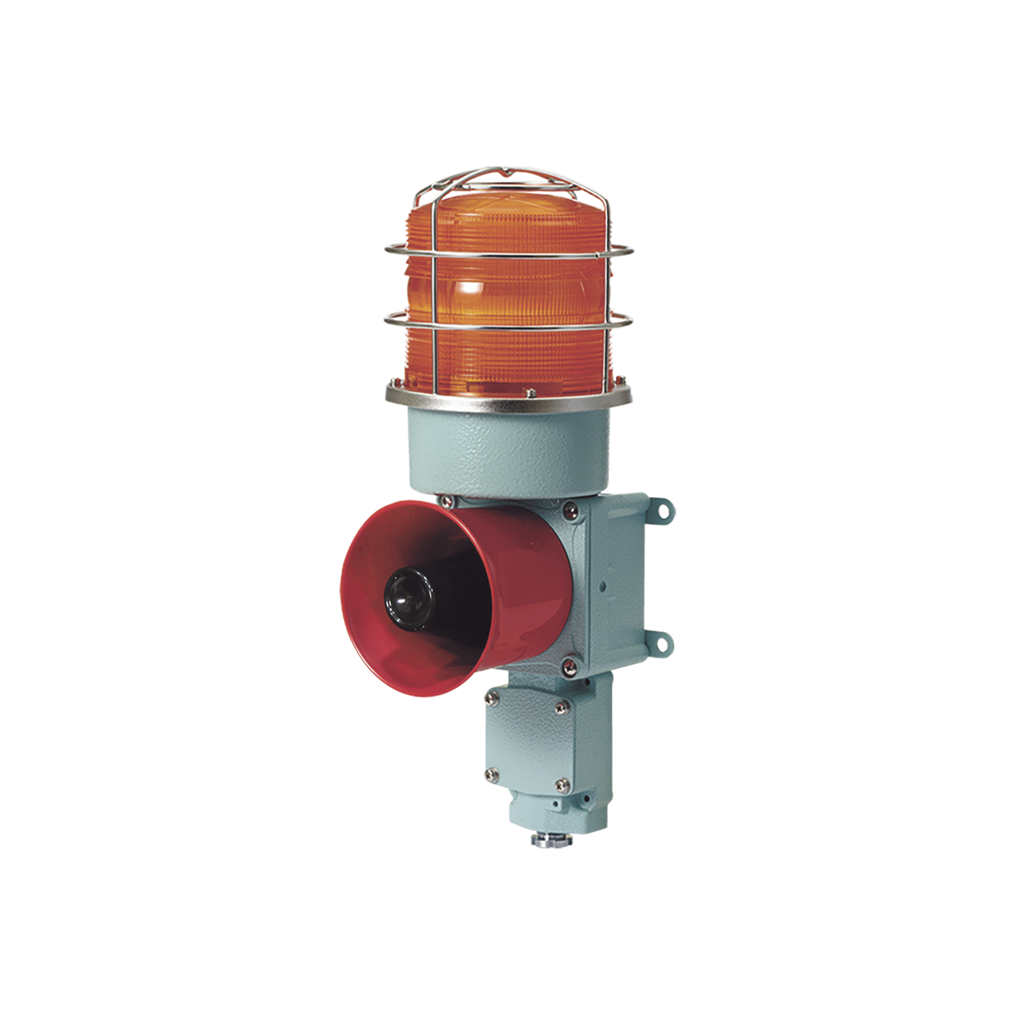 Combinación de baliza LED color Ámbar con sirena electrónica para aplicaciones de la industria pesada máx.114 dB a 24 VCD
