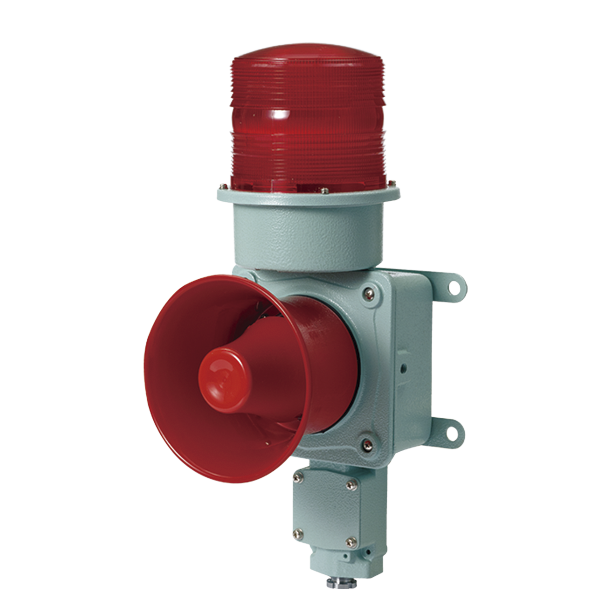 Combinación de baliza LED color roja con sirena electrónica para aplicaciones de la industria pesada máx.114 dB a 24 VCD