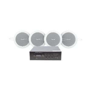 KIT de Amplificador de 120W para Escritorio | 4 Altavoces de Plafón de 4in | 3 - 6W | Sistema 70/100V