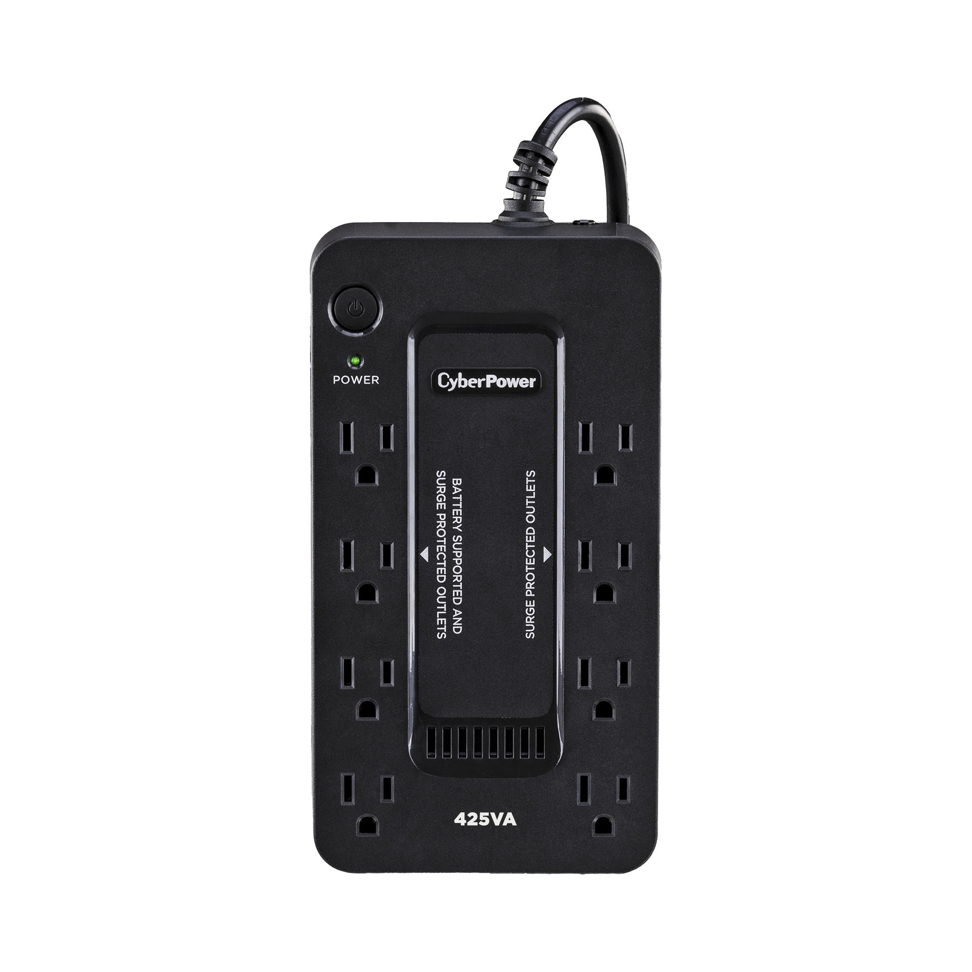 UPS de 425 VA/255 W, Topología Standby, Entrada 120 Vca NEMA 5-15P, Tipo Gabinete Compacto, Con 8 Tomas NEMA 5-15R