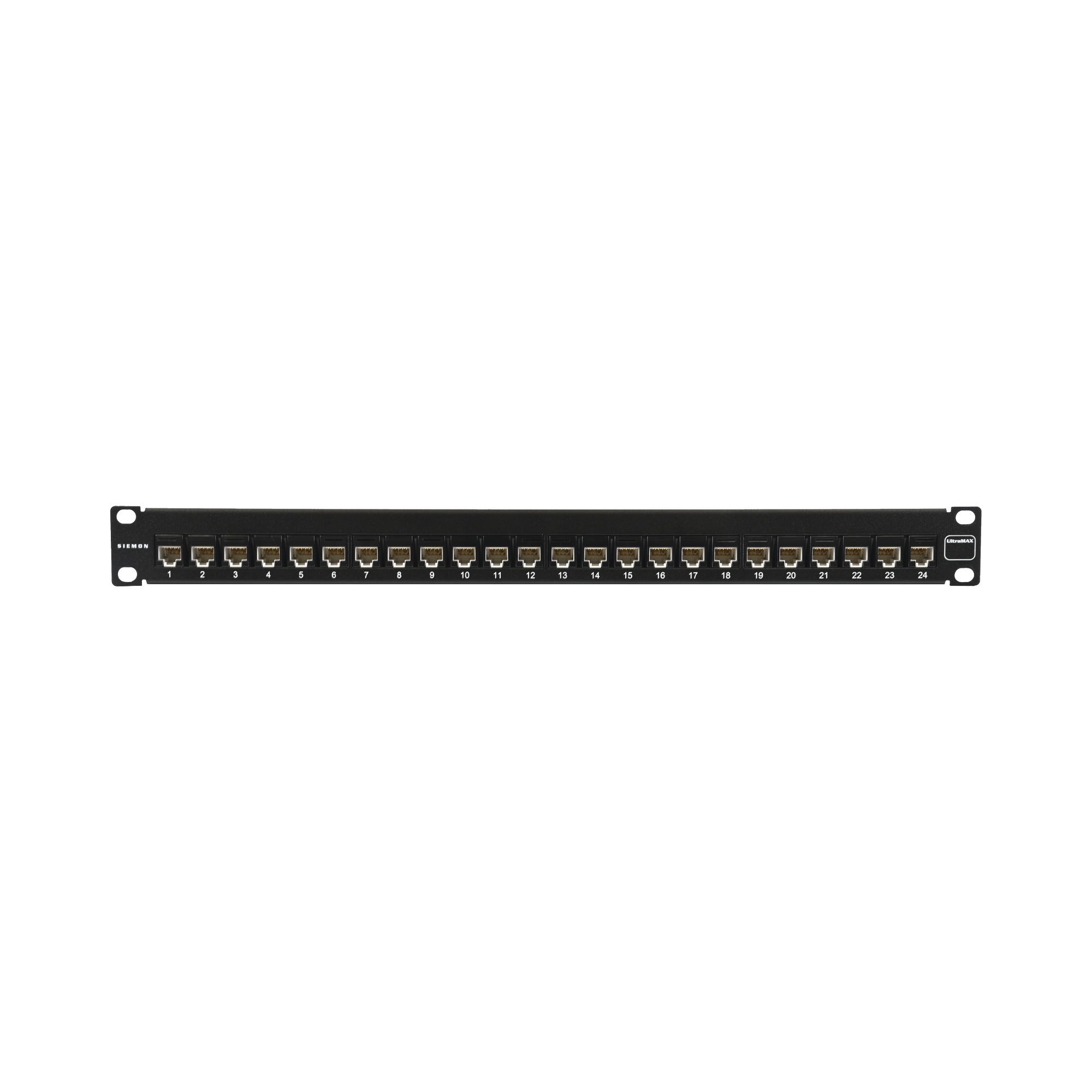 Patch Panel UltraMAX. UTP, Precargado con Jacks Cat6, 24 Puertos, Plano, 1U