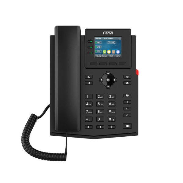 Fanvil x303-2w Teléfono 2 Hilos para switch PN8 y PN24 /empresarial para 4 líneas SIP con pantalla LCD de 2.4 pulgadas a color, Opus y conferencia de 6 vías, PoE.