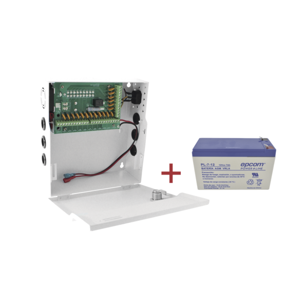 Kit / Fuente con 18 salidas / 20 Amperes totales / Ajuste de voltaje de 11-15 V / 20 A modelo PLK12DC20ABK / + Batería incluída PL712