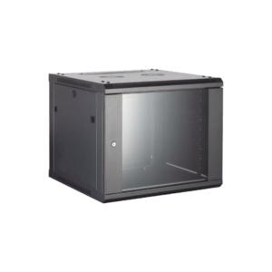Gabinete para Montaje en Pared/ Piso, con Puerta de Cristal Templado, Cuerpo Fijo, con 4 Unidades de Rack, de 19in, Fabricado en Acero