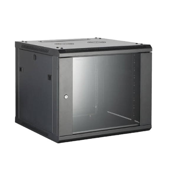 Gabinete para Montaje en Pared - Piso / Puerta de Cristal Templado / Cuerpo Fijo / 9 Unidades de Rack / 19 / Fabricado en Acero