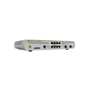 Switch Administrable CentreCOM GS970M, Capa 3 de 8 Puertos 10/100/1000 Mbps + 2 puertos SFP Gigabit