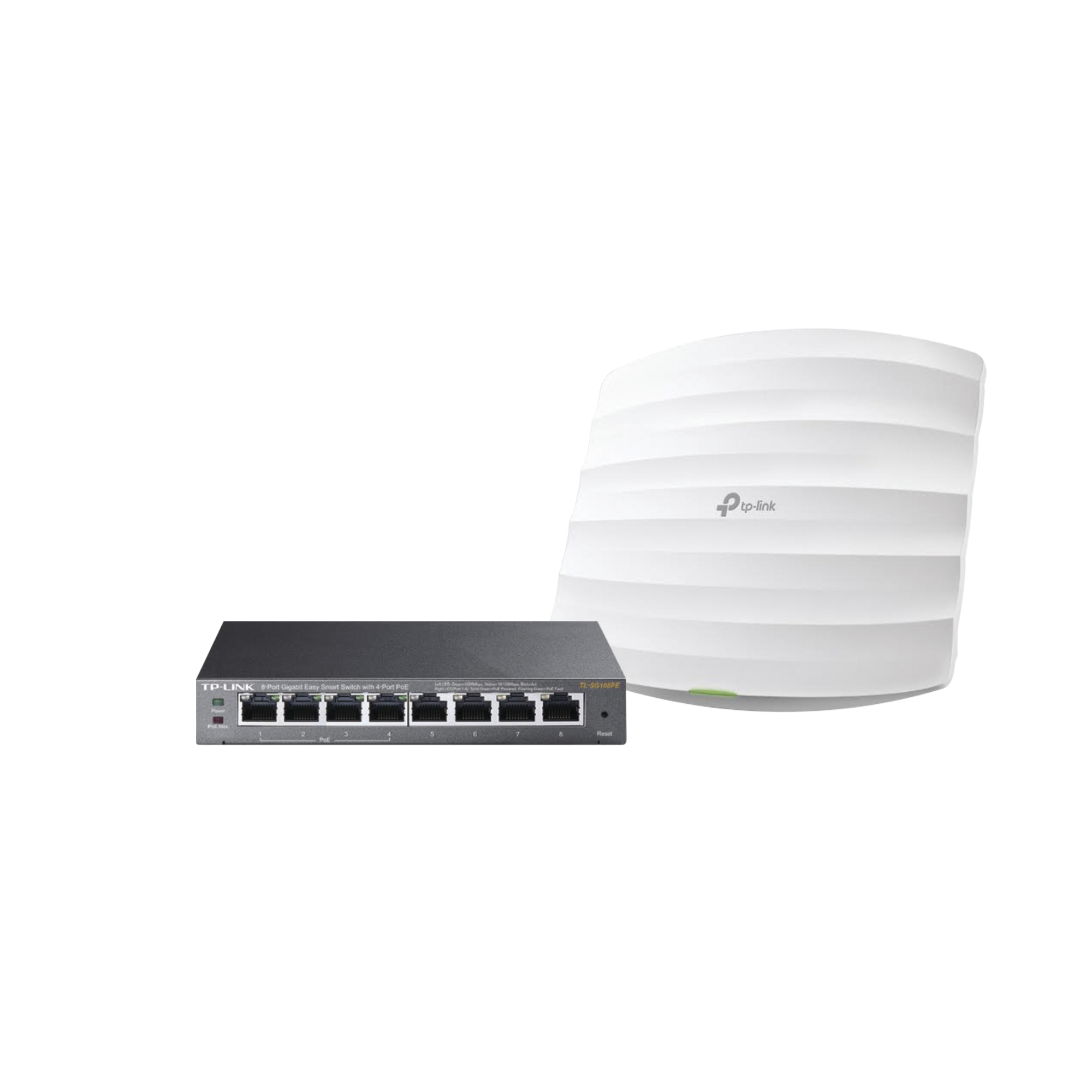 Kit de access point EAP245 y switch PoE TL-SG108PE, doble banda AC, hasta 1750 Mbps, 1 puerto Gigabit