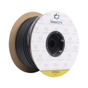 Carrete de Fibra Óptica Monomodo con conectores LC-LC Duplex, Reforzada con Kevlar, de 150 metros, Para instalaciones subterráneas por tubería