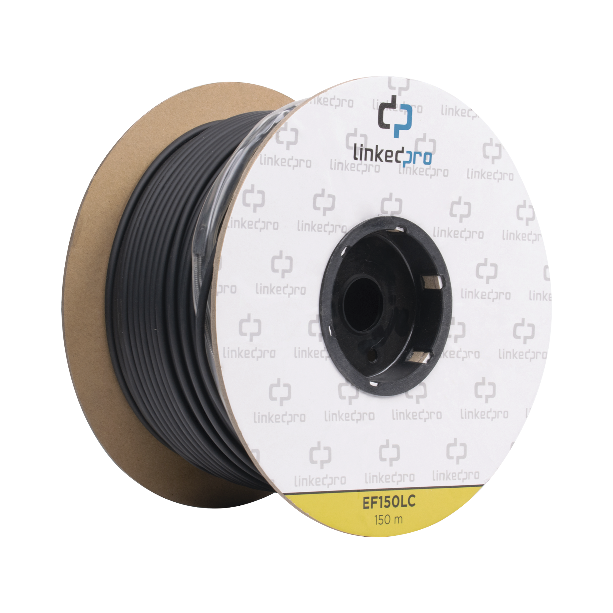 Carrete de Fibra Óptica Monomodo con conectores LC-LC Duplex, Reforzada con Kevlar, de 150 metros, Para instalaciones subterráneas por tubería