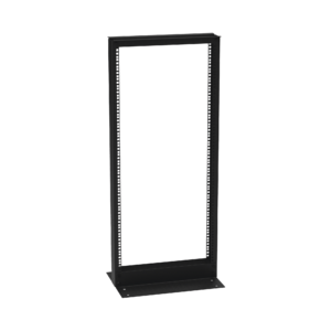 Rack de 2 Postes (Doble Perforación), Estándar 19, 24 Unidades, Fabricado en Acero, Base L para Anclar a Piso.