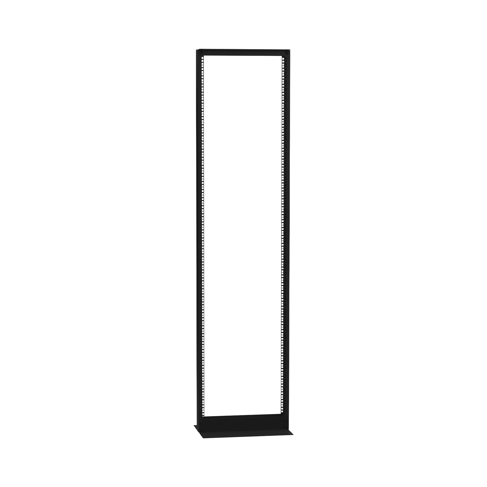 Rack de 2 Postes (Doble Perforación), Estándar 19, 45 Unidades, Fabricado en Acero, Base L para Anclar a Piso.