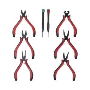 Juego de Herramientas con 6 Pinzas Eléctricas de 4.5 + 2 Desarmadores de Precisión (Plano y Cruz).