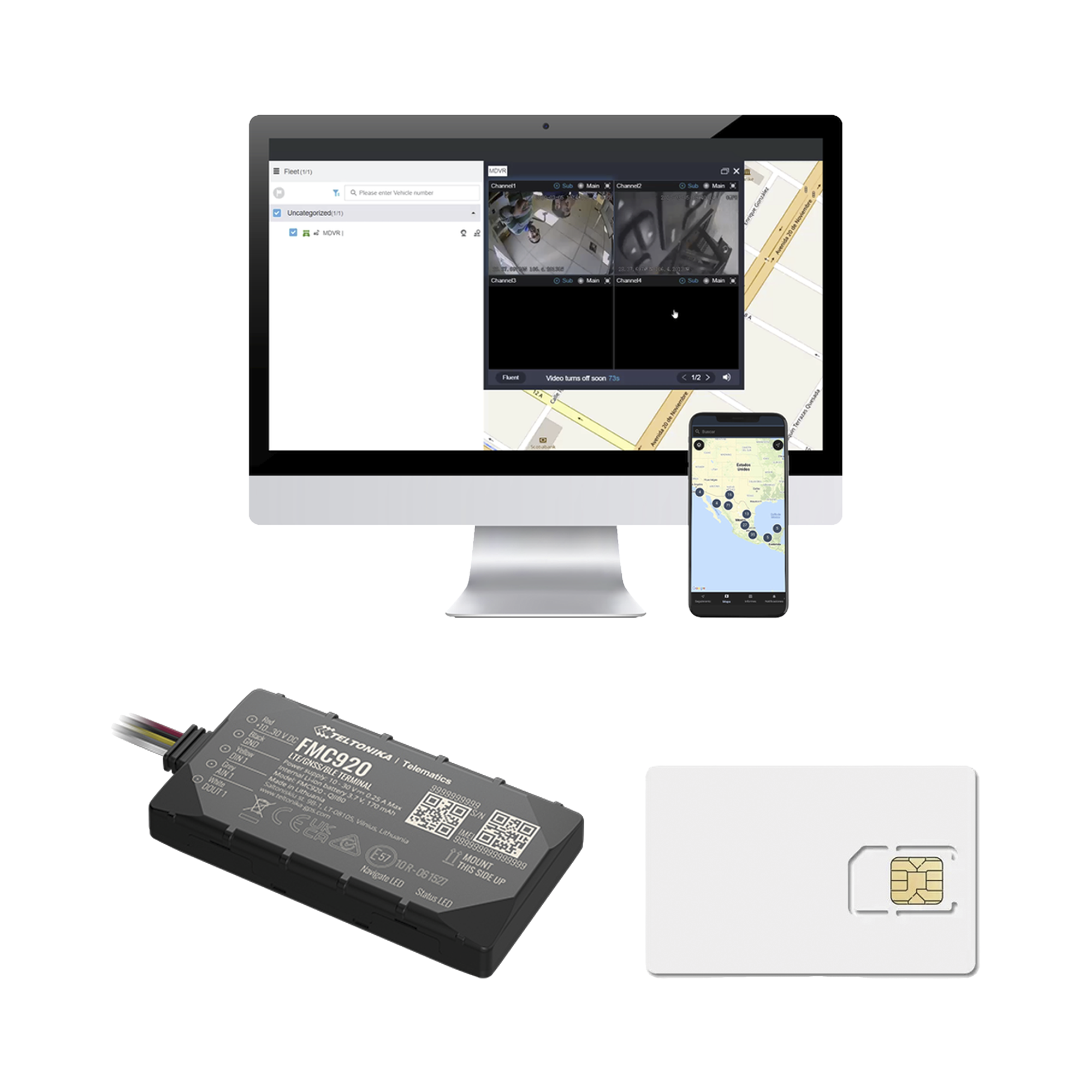 Kit Rastreador Vehicular 4G LTE CAT 1 y 2G/ Anualidad de SIM600MB1Y / Anualidad de EPCOMGPSCODE