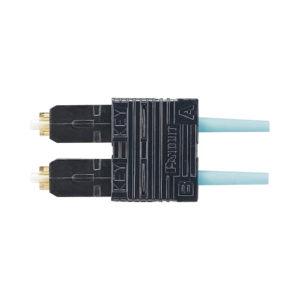 Conector de Fibra Óptica SC Duplex OptiCam, Multimodo 50/125 OM3/OM4, Pre-pulido, Color Aqua
