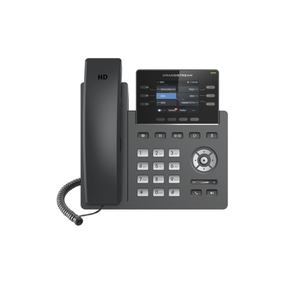 Teléfono IP Grado Operador, 3 líneas SIP con 6 cuentas, puertos Gigabit,PoE,  pantalla a color 2.4, codec Opus, IPV4/IPV6 con gestión en la nube GDMS