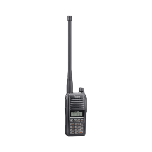 Radio portátil aéreo con Bluetooth incluido, rango de frecuencia 118-136.99166MHz, 6W PEP, 200 canales alfanuméricos, pantalla de 8 caracteres, incluye: batería, cargador, antena y clip