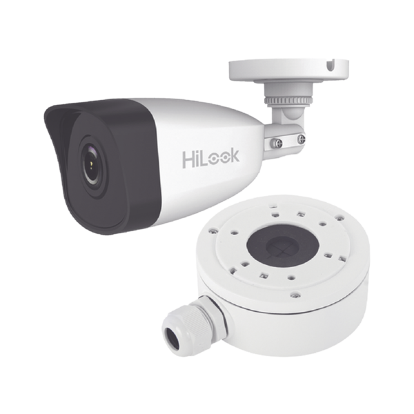 HiLook Series / Bala IP 4 Megapixel / 30 mts IR / Exterior IP67 / PoE / dWDR / Lente 2.8 mm + Caja de conexión DS-1280ZJ-XS