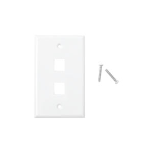 Placa de pared de 2 puertos, Keystone, Color Blanco