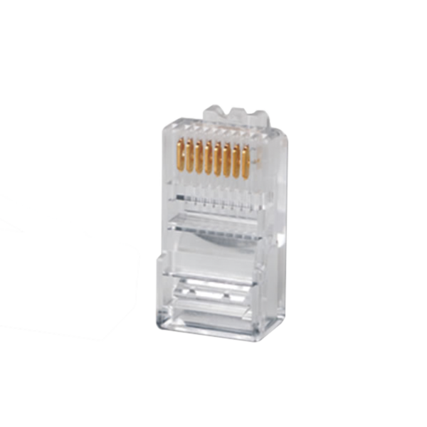 Plug RJ45 Cat5e, Para Cable UTP Calibre 22 a 26 AWG, Chapado en Oro de 50 micras