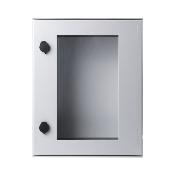 Gabinete de Poliéster IP65 Puerta Transparente, Uso en Intemperie (400 x 500 x 200 mm) con Placa Trasera Interior de Plástico (Incluye Chapa y Llave).