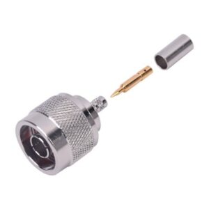 Conector N Macho de Anillo Plegable para Cables Coaxiales RG-58/U, RG-142/U, LMR-195, Níquel/ Oro/ Teflón.â??