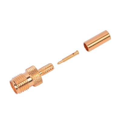 Conector SMA Hembra Inverso de anillo plegable para cable RG-174/U, BELDEN 8216.