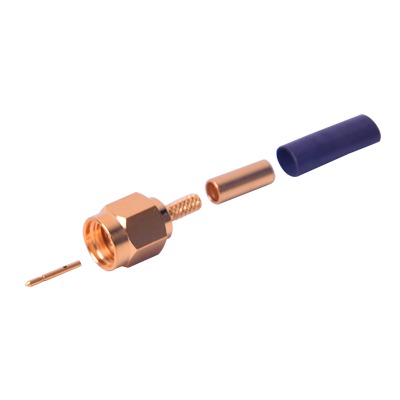 Conector SMA Macho de Anillo Plegable para Cables RG-174/U, 8216, Oro/ Oro/ Teflón.