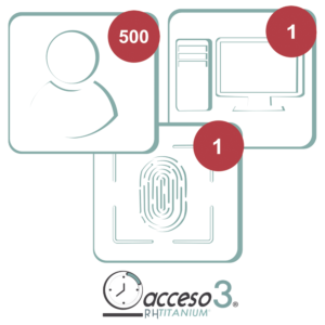 [BAJO PEDIDO] Licencia de 3 años para software Acceso3 TITANIUM  / 500 Empleados / 1 reloj / 1 PC / Compatible con SISTEMAS DE NOMINA