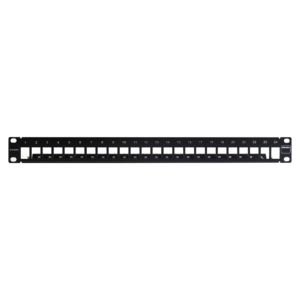 Patch Panel TERA-MAX Blindado de 24 Puertos, Modular (vacío), Plano, Color Negro, 1UR
