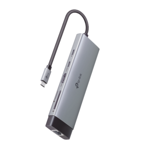 Adaptador HUB 9 en 1, 1 puerto USB-C entrada, 1 puerto HDMI 4K, 1 puerto Ethernet Gigabit, 1 puerto SD y MicroSD, 1 puerto USB-C y 3 puertos USB-A
