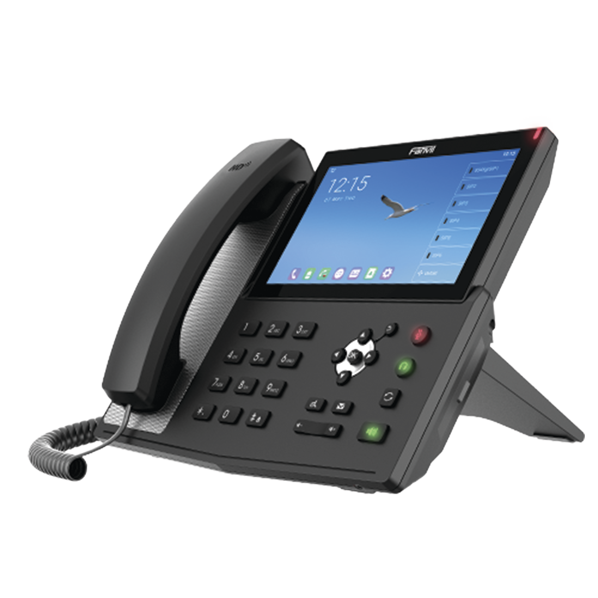 Teléfono IP Android Empresarial para 20 lineas SIP, pantalla táctil, Wi-Fi y Bluetooth, PoE, hasta 112 botones DSS, puertos Gigabit, soporta recepción de video.