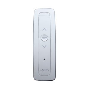 Control remoto 1 canal para motores de persiana Somfy con señal inalámbrica, instrucciones: sube, baja y detener, con posición favorita programada.