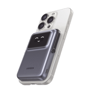 Power Bank Serie UNO Inalambrico | 10000mAh | 7.5W/20W  |  Con Emojis de Estado | Carga Rápida USB-C Bidireccional  | Pantalla TFT  Inteligente | Con Holder | Color Grey.