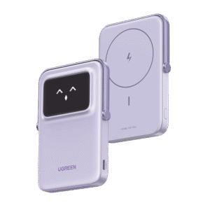 Power Bank Serie UNO Inalambrico | 10000mAh | 7.5W/20W  |  Con Emojis de Estado | Carga Rápida USB-C Bidireccional  | Pantalla TFT  Inteligente | Con Holder | Color Purple.