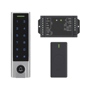 Mini Controlador de Acceso con Teclado Inalámbrico / Cuenta con Botón de Salida Inalámbrico / Soporta Tarjeta y Contraseña / Cuenta con Botón de Timbre