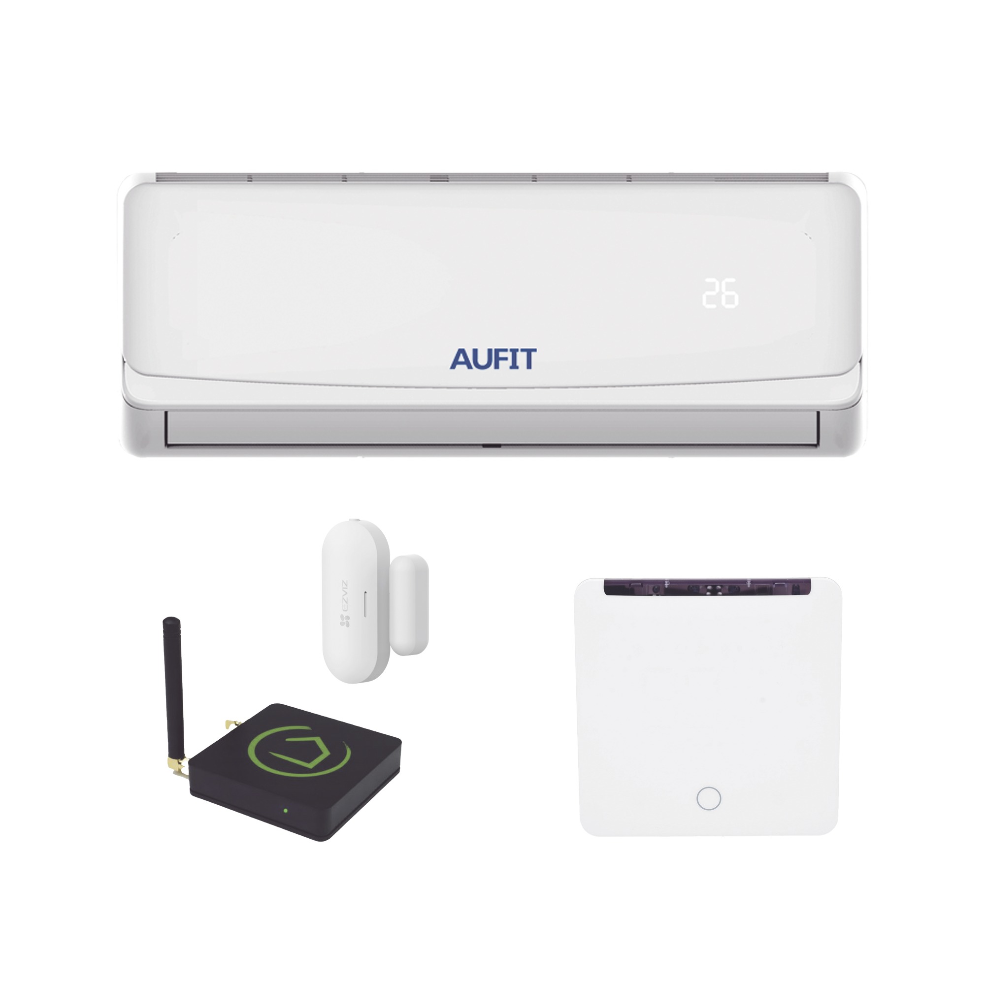 Kit para automatización / Compatible con cualquier Minisplit AUFIT / Minisplit CHI-R32-12K-110 / Termostato IR2900ZW / Hub controlador HC8 / Contacto magnético Inalámbrico CST2C