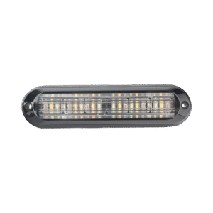 Luz Auxiliar, Ultra Brillante, IP67, 18 LEDs, Tricolor, Color Rojo/Claro/Ambar, con mica transparente y bisel negro