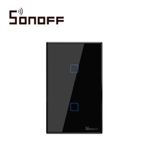 APAGADOR DE PARED TOUCH ON/OFF SONOFF T3US2C COLOR NEGRO SMART INALAMBRICO WIFI PARA SOLUCION DE SMART HOME CON TEMPORIZADOR PARA IOS Y ANDROID COMPATIBLE CON ALEXA/GOOGLE HOME 2CH WIFI 2.4GHZ RF 433 HASTA 2AMP POR CANAL