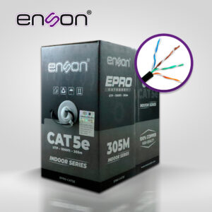 CABLE UTP CAT5E ENSON EPRO-CAT5E FORRO COLOR NEGRO PVC CM 4 PARES CALIBRE 24 AWG 100 CIENTO COBRE USO INTERIOR BOBINA 1000 PIES 305 METROS (CERTIFICACION UL)
