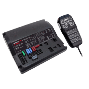 Sirena Vehicular de 200W de Potencia, Programable, Con Controlador Unimando de 15 Botones Para Control de Tonos, 12 Salidas Auxiliares y Micrófono