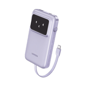 Power Bank Serie Uno |  10000mAh | 30W |  con Cable USB-C Incorporado | 2 Salidas 30W Max. | Pantalla Inteligente | Carcasa Ignifuga | Aprobado por Aerolíneas.| Color Purple.