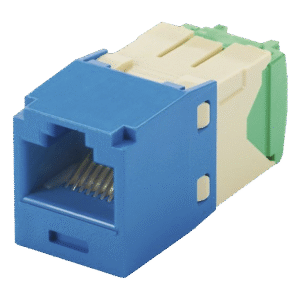 Conector Jack RJ45 Estilo TG, Mini-Com, Categoría 6, de 8 posiciones y 8 cables de Calibre 28/30 AWG, Color Azul